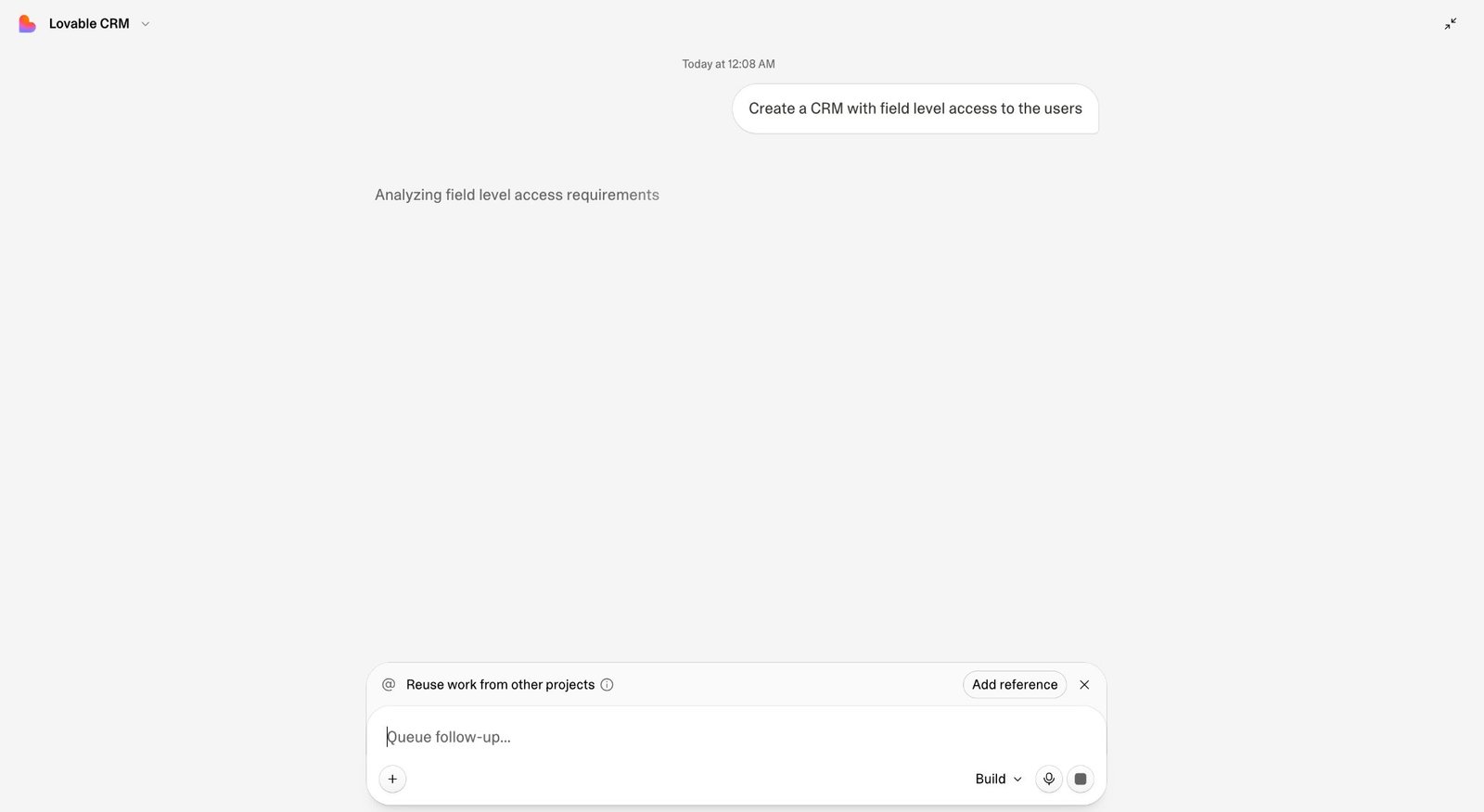 lovable crm ai building interface web