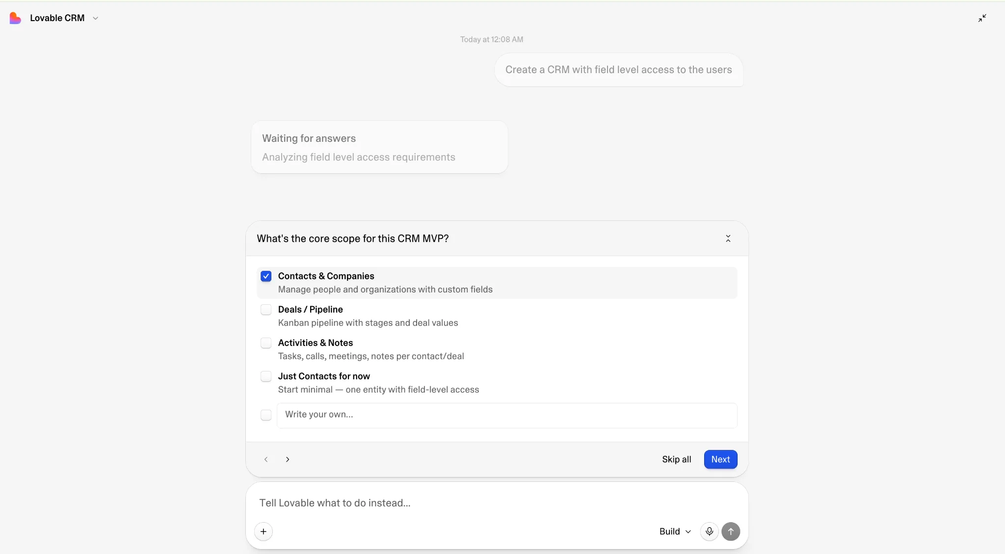 lovable crm scope definition example